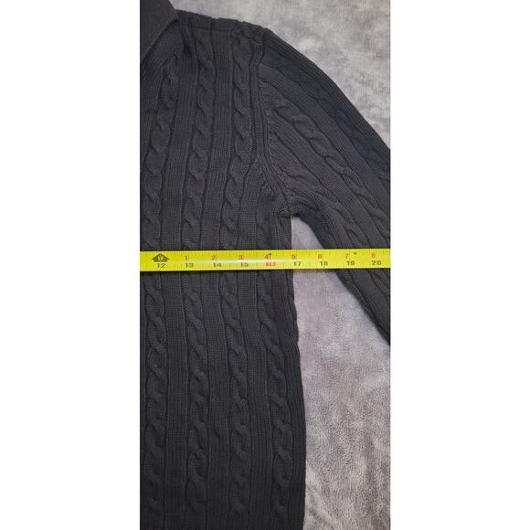 Ralph Lauren Sz M Women Shawl Neck Pullover Sweater Cable Knit Black Cotton C20 - Picture 3 of 8